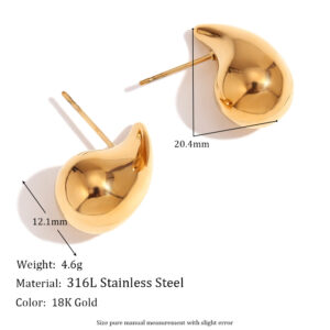S Mini hollow small water drop earrings-Gold