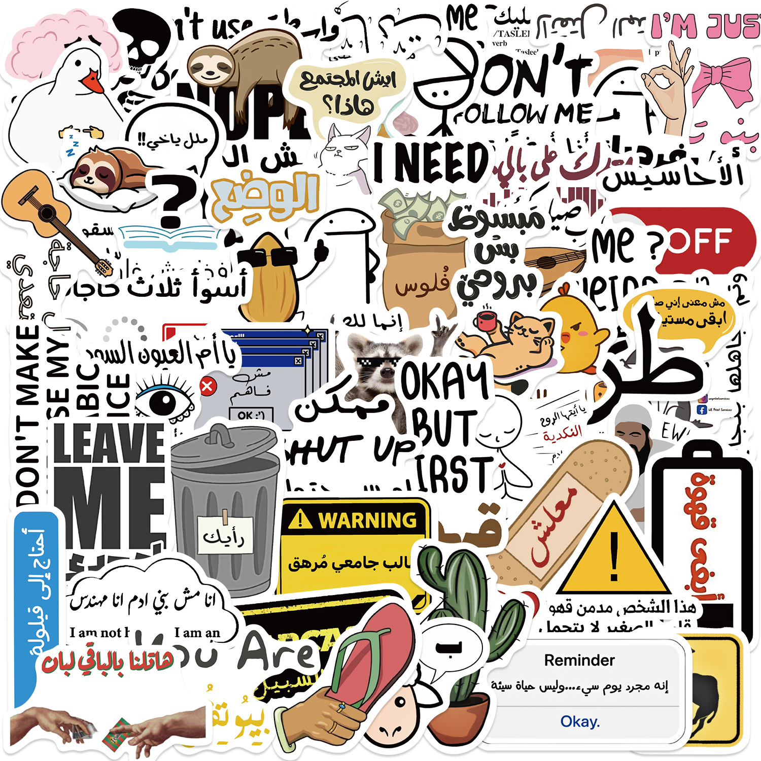 Wholesale Cartoon Arabic Text Graiti Waterproof Vinyl Stickers