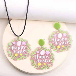Green leaf letter colorful egg round-suit