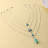 Wholesale Retro Bohemian Turquoise 4 Layer Necklace Pendant Set