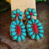 Wholesale 925 Silver Plated Turquoise Earrings Exaggerated Ear Drops