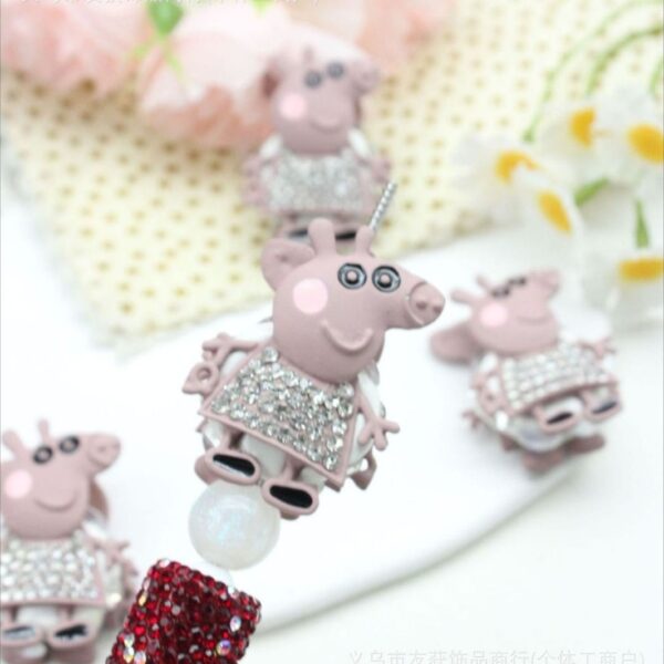 Wholesale Double-sided oil-inlaid alloy cute Peppa Pig beads