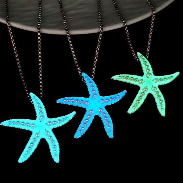 Wholesale Holiday style metal luminous starfish necklace