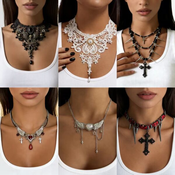 Wholesale Dark Gothic style cross long pendant necklace