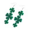 Wholesale Shamrock St. Patrick Glitter Lucky Grass Earrings