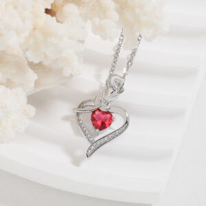 Platinum red diamond necklace