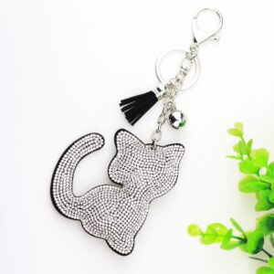 Wholesale Velvet Diamond Loving Cat Cute Keychain Tassel Small Gift