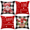 Wholesale Plaid Printed Love Pillow Valentine's Day Bedside Cushion Linen