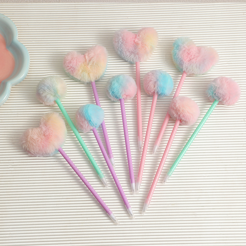 Wholesale Cartoon Heart-shaped Hair ball Student Ballint Pen