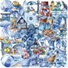Wholesale 50pcs Transparent Cartoon Blue Beach Waterproof Vinyl Stickers