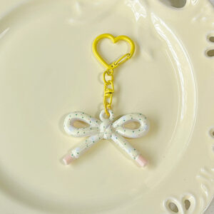 Double-sided printed bow pendant-yellow