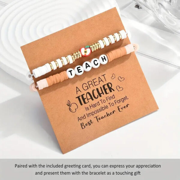 Wholesale Teachers' Holiday Apple Letters Colorful Soft Pottery Bracelet