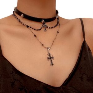 Gun black cross necklace dx0314