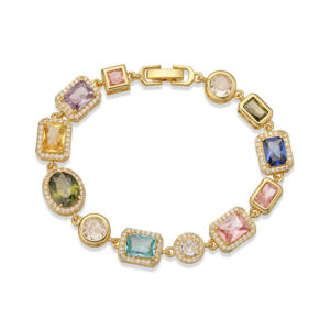 Gold colored diamond box buckle bracelet