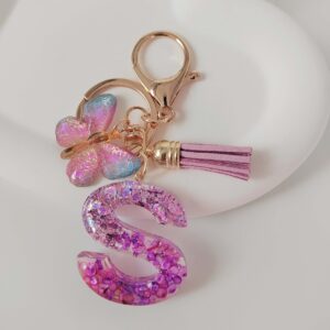 Purple letters-s / Purple letter keychain pendant