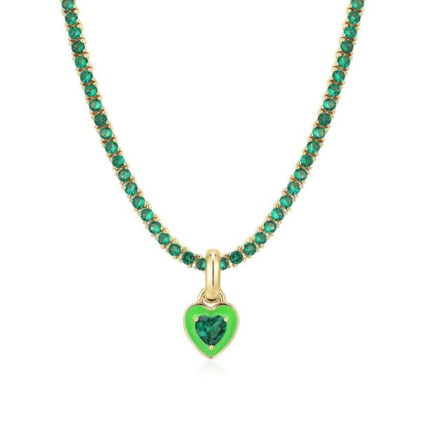 Wholesale Colorful zircon emerald love pendant titanium steel necklace