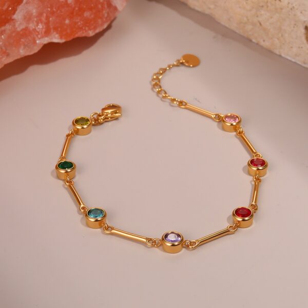 Wholesale Colorful Zircon Exquisite Stainless Steel Bracelet Light Luxury Jewelry