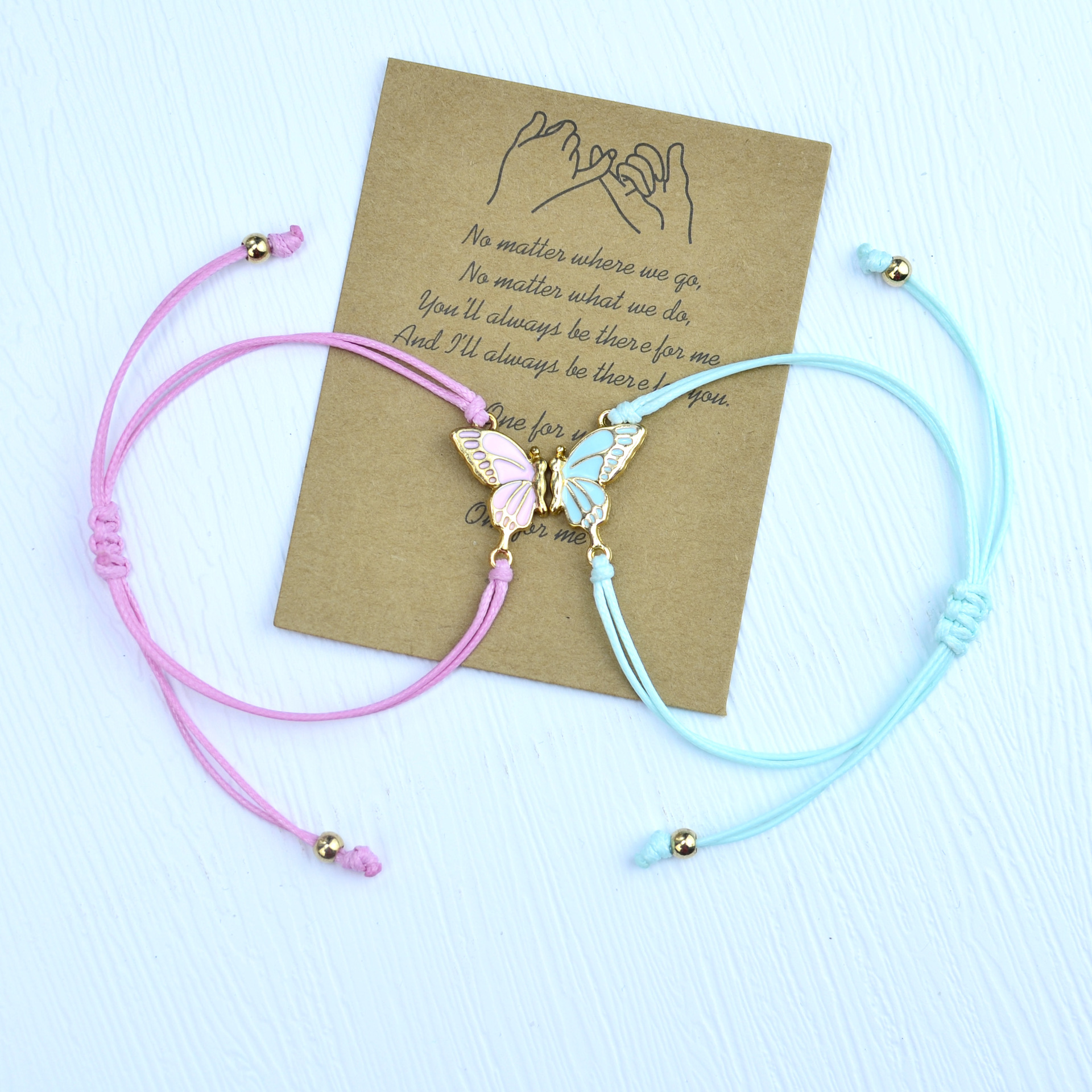 Wholesale Colorful butterfly hand woven adjustable bracelet