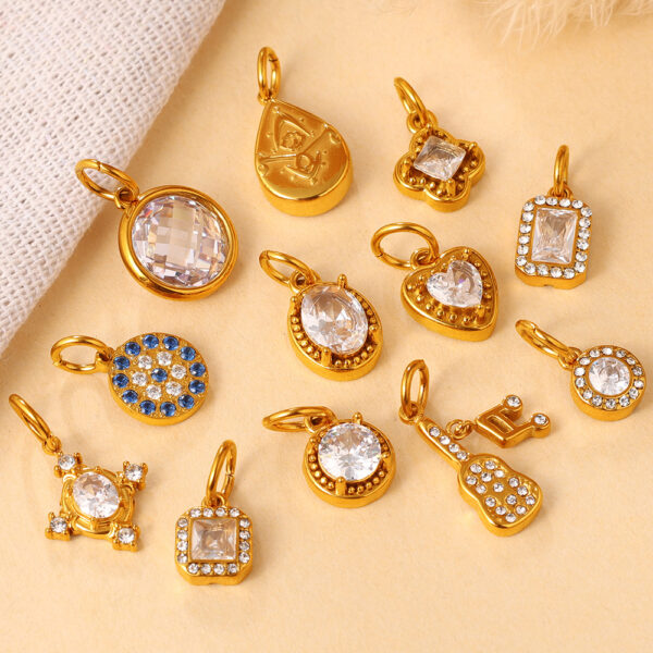 Wholesale Stainless Steel Zircon Sunflower Teardrop Pendant