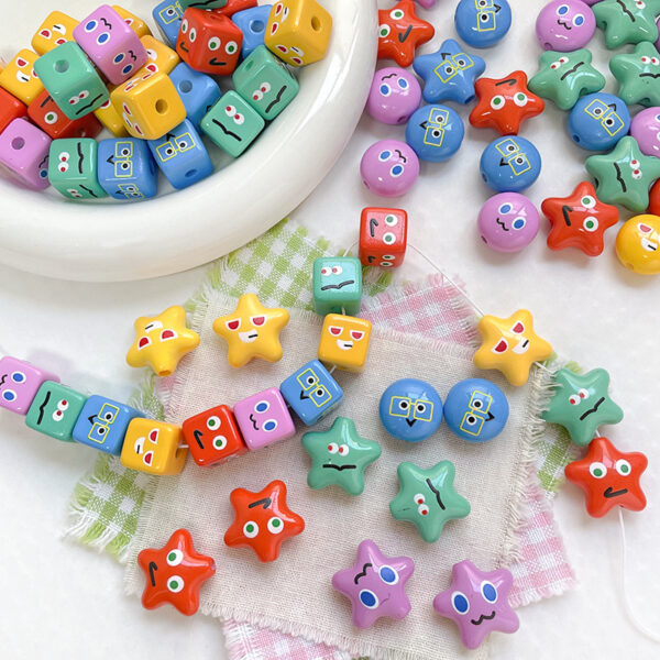 Wholesale 10pcs of auxiliary material printed square beads