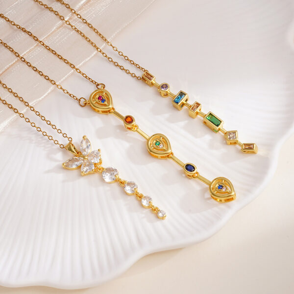 Wholesale Necklace for Women Zircon Tassel Butterfly Pendant Light Luxury Choker