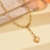 Wholesale Stainless steel gold colored interlocking heart necklace