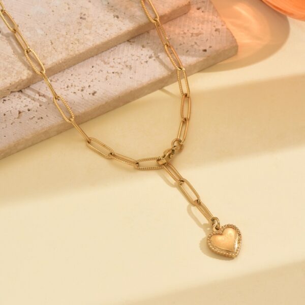 Wholesale Stainless steel gold colored interlocking heart necklace