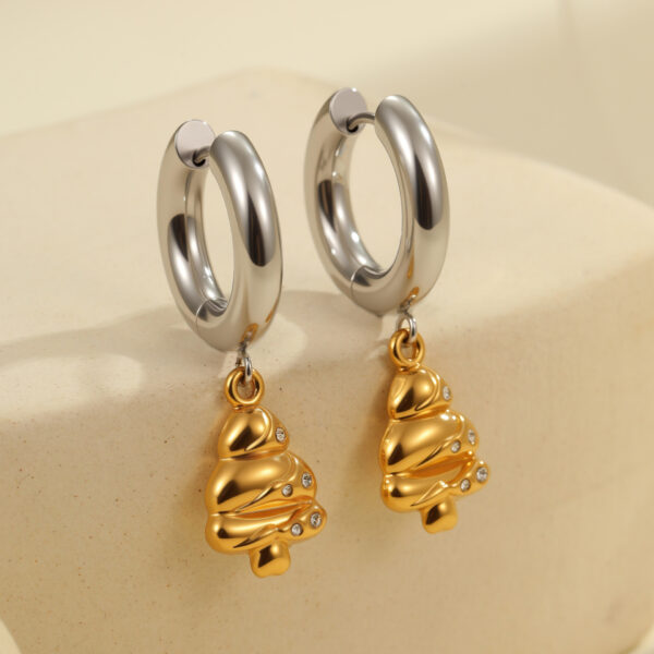 Wholesale Christmas tree heart stainless steel earrings