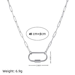 Paper clip large oval carabiner chain (steel color)