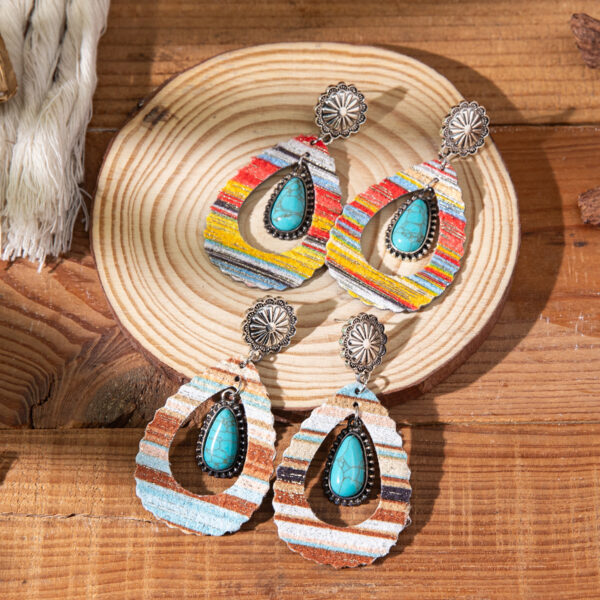 Wholesale Western style colorful turquoise droplet shaped earrings