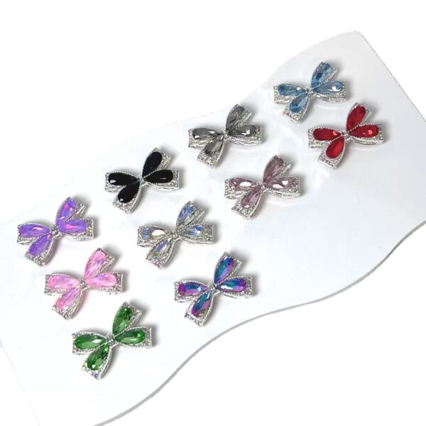 Wholesale Alloy Multicolor Crystal Bowknot Straight Hole Loose Beads