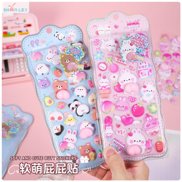 Wholesale Flashy Squeeze Cute Butt Stickers 3D Sponge Stickers for Kids and Girls - Cute Cartoon Decompression Bubble Stickers