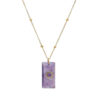 Wholesale retro square natural stone pendant titanium steel necklace