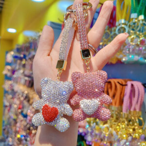 Wholesale Clay Diamond Bear Love Pendant Keychain