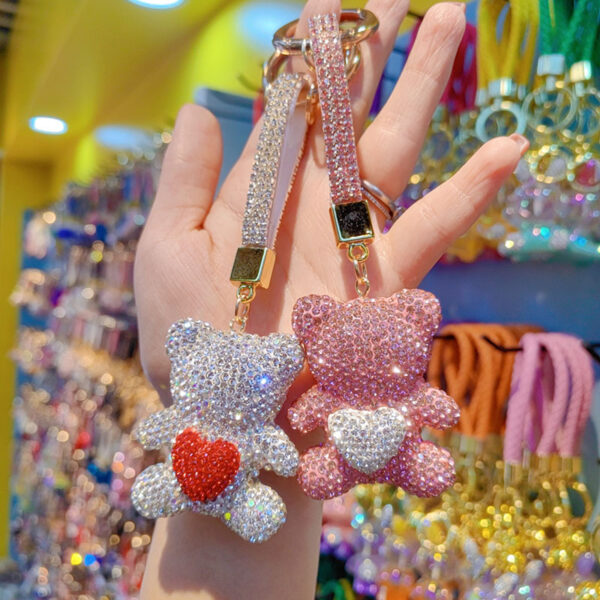 Wholesale Clay Diamond Bear Love Pendant Keychain