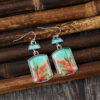 Wholesale Western style geometric printing cactus turquoise earrings