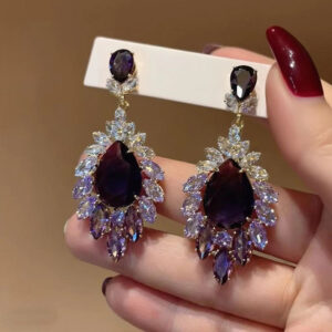 Wholesale Full diamond tassel purple diamond earrings