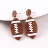 Wholesale Sports themed rugby sequin acrylic earrings