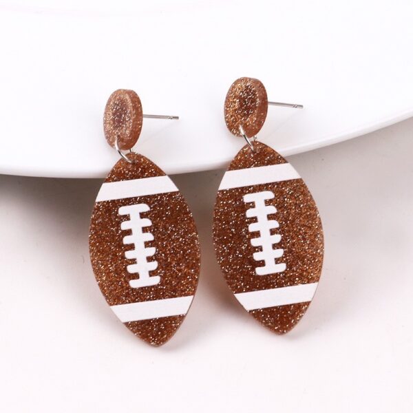 Wholesale Sports themed rugby sequin acrylic earrings