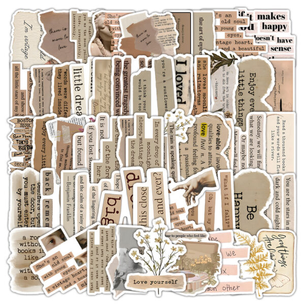 Wholesale 53 Vintage Inspirational English Phrase Waterproof Vinyl Stickers