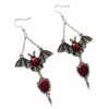 Wholesale Dark Gothic Exaggerated Red Vampire Bat Bloody Magic Mirror Pendant Earrings