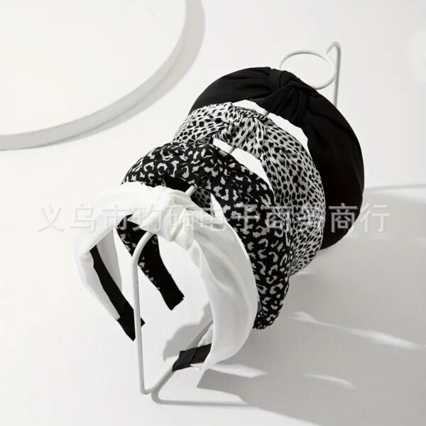 Wholesale Leopard print coffee colored fabric knotted wide edge headband