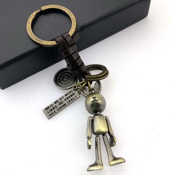 O1CN01Kfvma51FKOLtprOAB_2218365010468-0-cib Wholesale Vintage hand-woven movable rabbit cowhide keychain