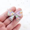Wholesale Cartoon bow colored pearl rhinestone embroidery DIY Patches