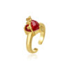 Wholesale Red Crown Heart Zircon Open Charm Ring