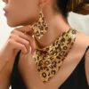 Wholesale Leopard print bright pearl triangle scarf necklace