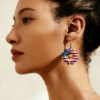 Wholesale Red White Blue Flag Daisy Bald Eagle Pendant Acrylic Earrings