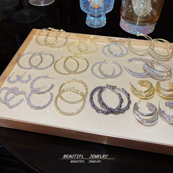 Wholesale Cool Full Diamond Hoop Earrings Exaggerated Large Earrings