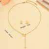 Wholesale Stainless steel moon and star pendant gold necklace and earrings