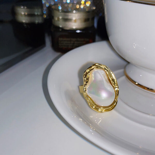Wholesale Alien pearl gold opening adjustable ring